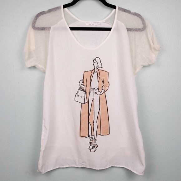 Zara Tops - Zara woman print white shirt-M